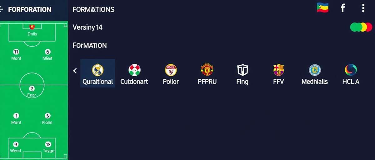 FIFA Mobile formation selection interface FIFA Mobile formation selection screen showing various formation options