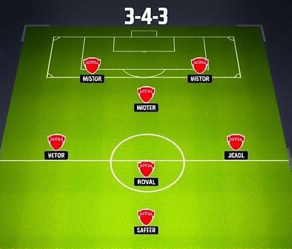 FIFA Mobile 3-4-3 formation 3-4-3 formation layout with three defenders and three attackers